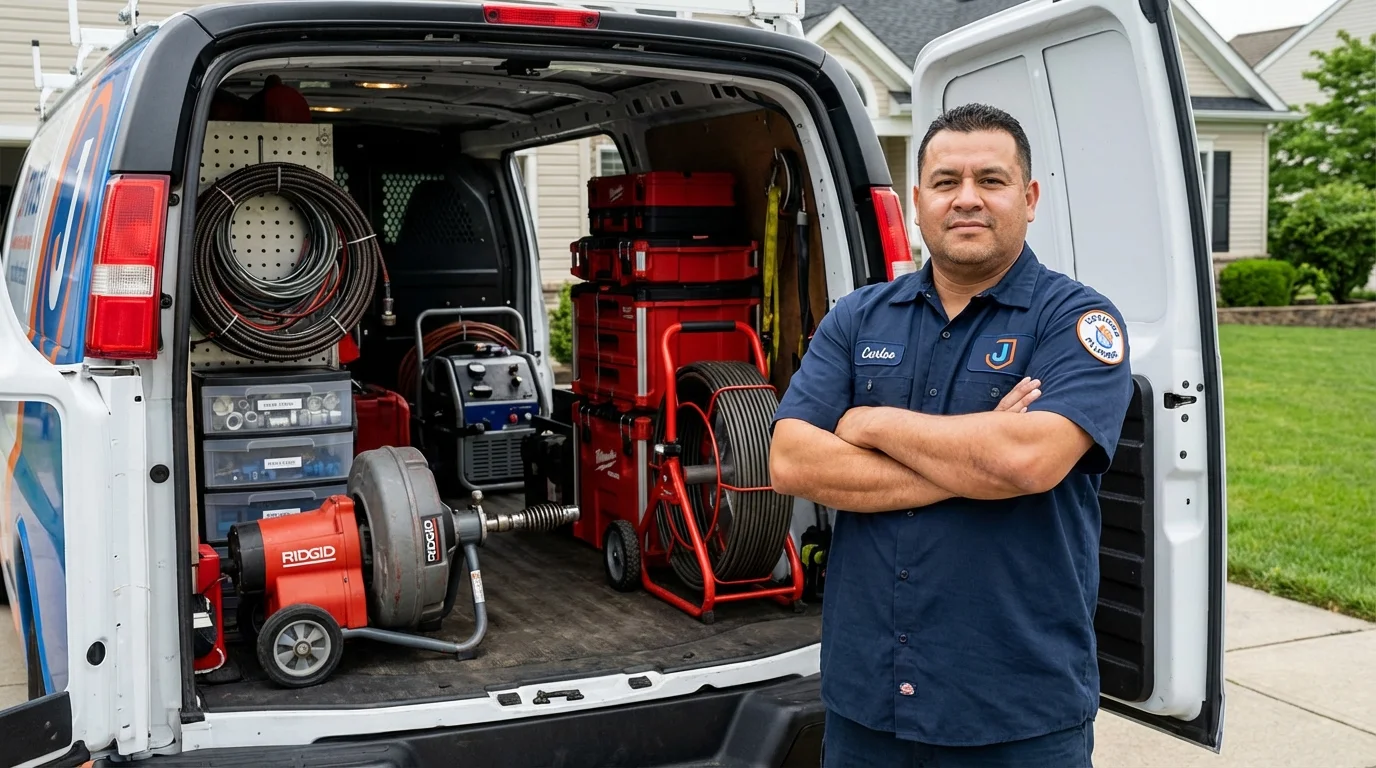 Professional drain cleaning equipment and Johns Plumbing LLC plumber in Malvern