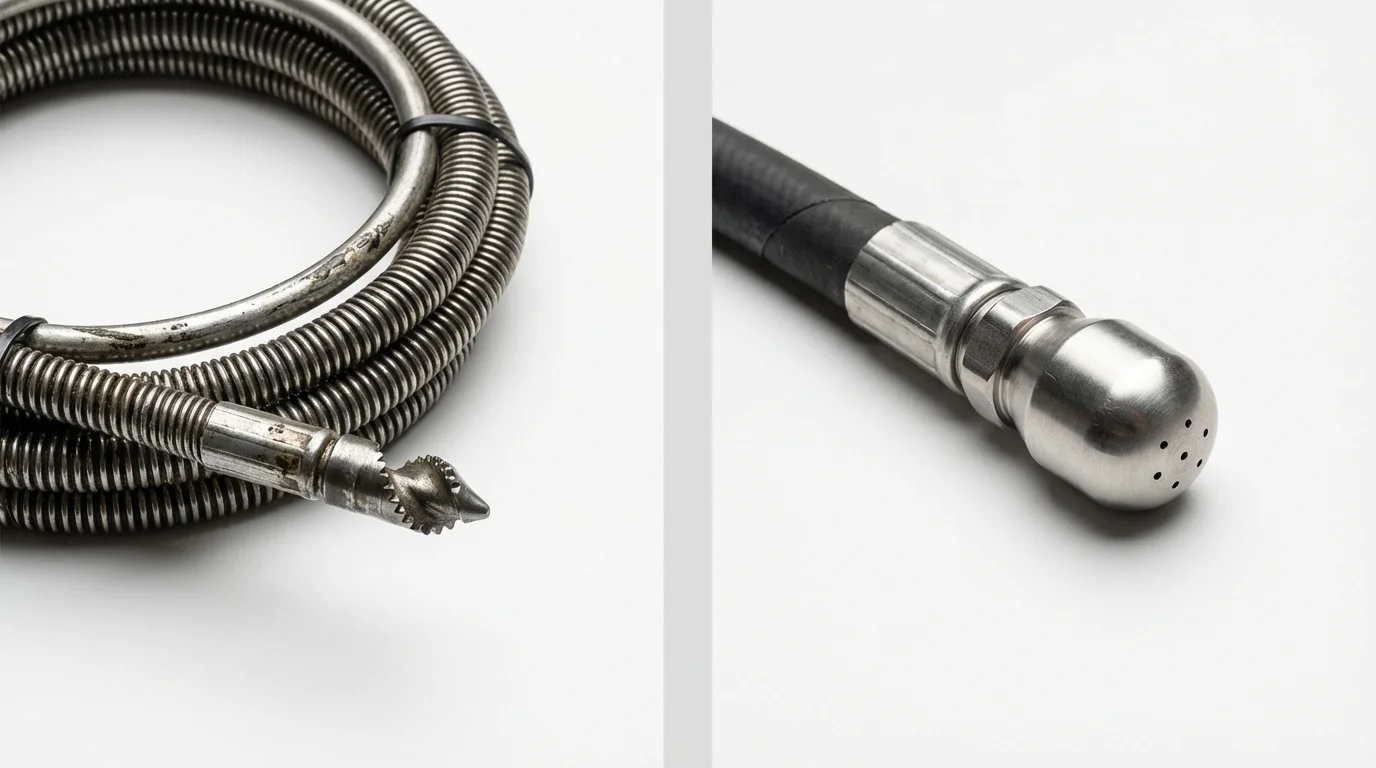Drain snake cable and hydro jetting nozzle used for drain cleaning in Malvern, PA