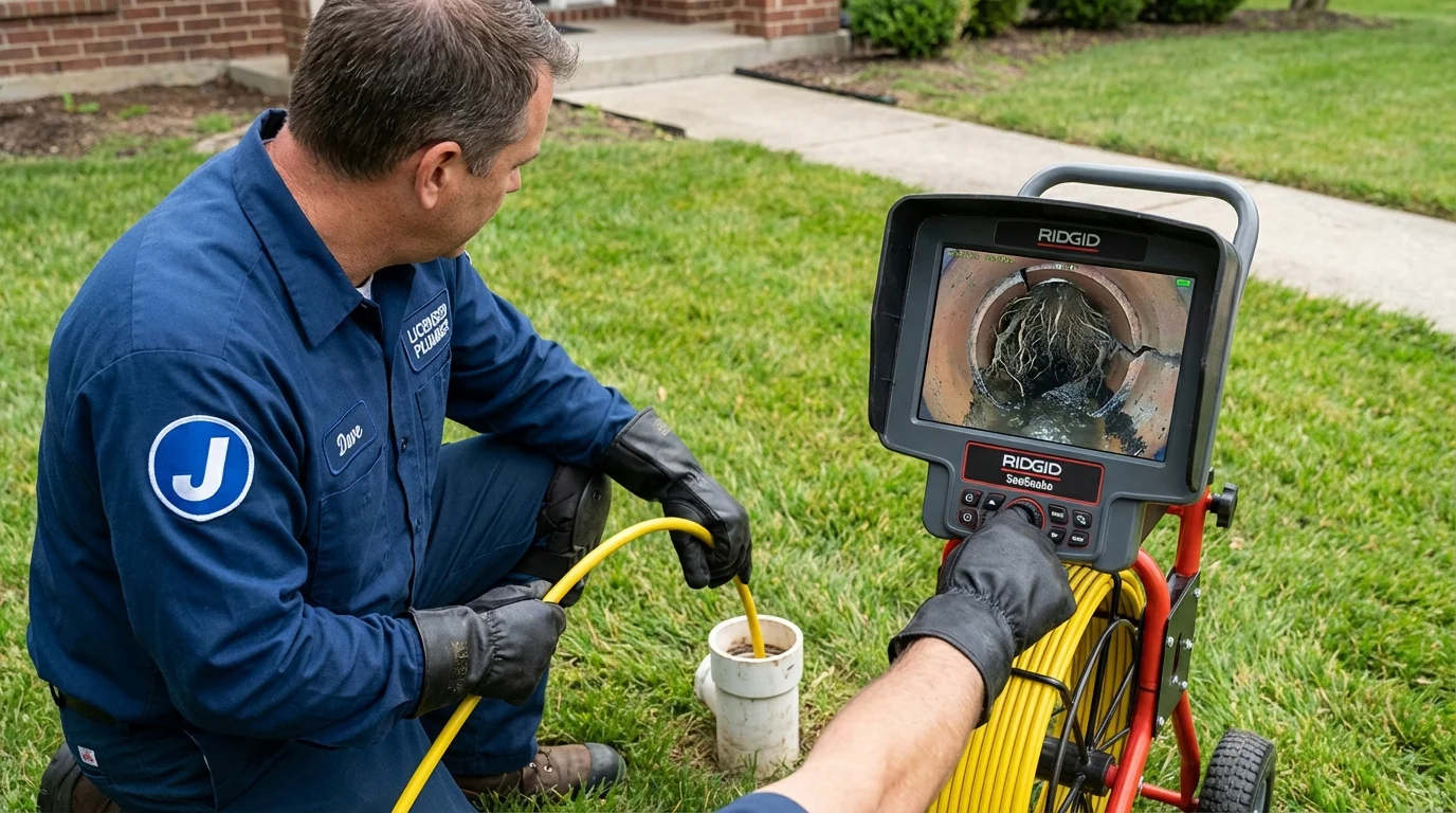 Sewer camera inspection being performed by Johns Plumbing LLC in Malvern